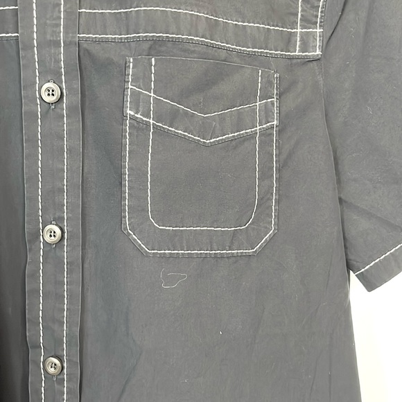 Prada SS/15 Navy Topstitched Buttoned Short-Sleeve Shirt - Picture 4 of 13